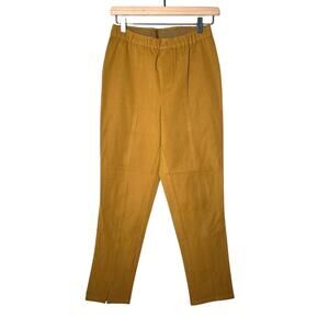 Isaac Mizrahi mustard yellow straight slim leg elastic waist pants size 4 B161
